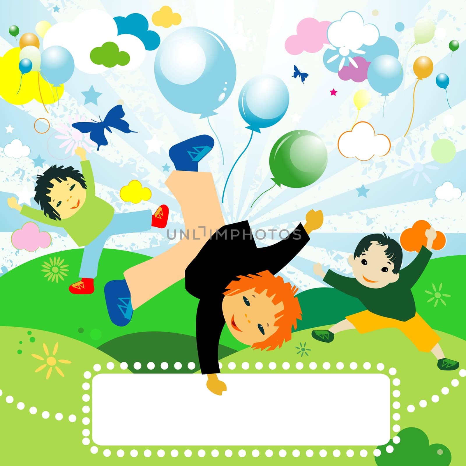children playing  joyful design for kids