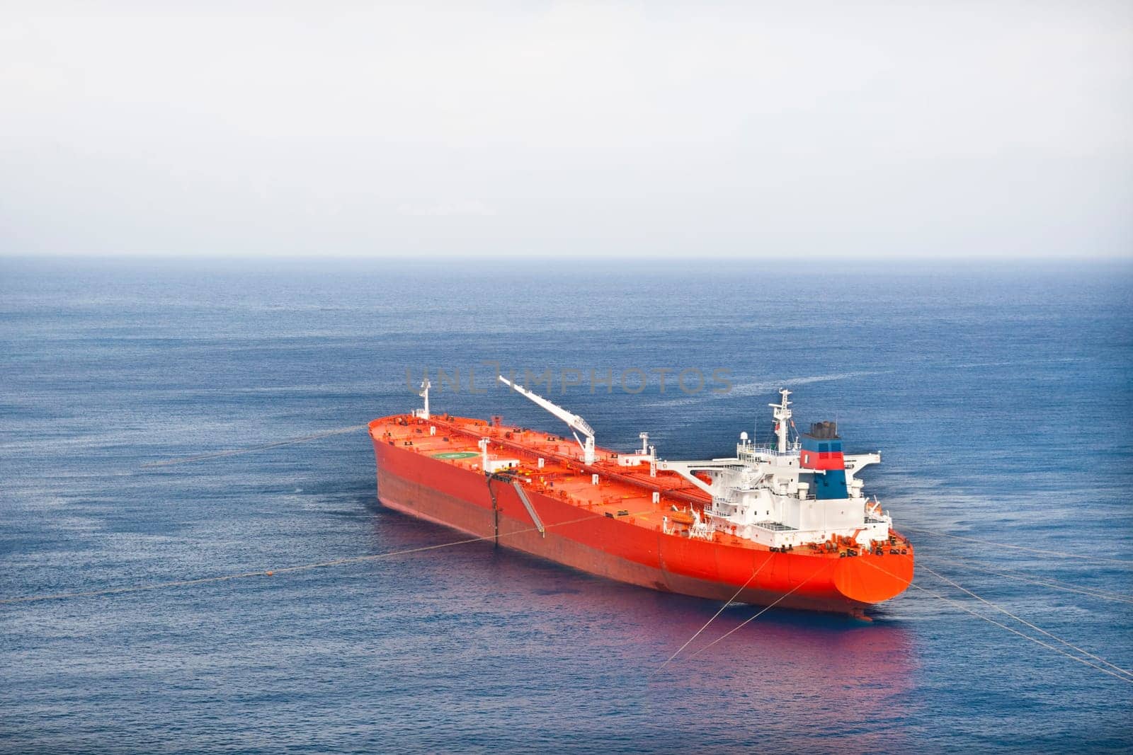 Red oil tanker. Transportation by water.