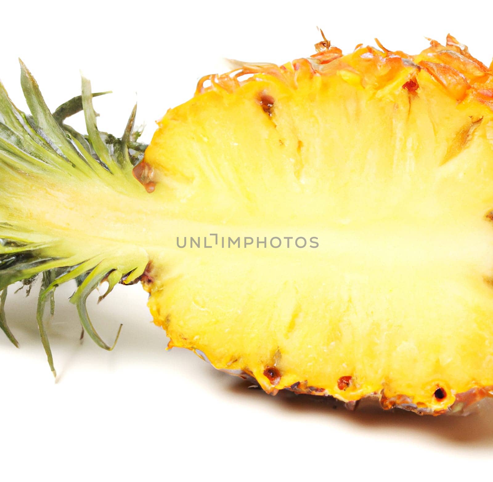 Juicy pineapple isolated on white background. The pineapple (Ananas comosus) is a tropical plant with an edible fruit  it is the most economically significant plant in the family Bromeliaceae
