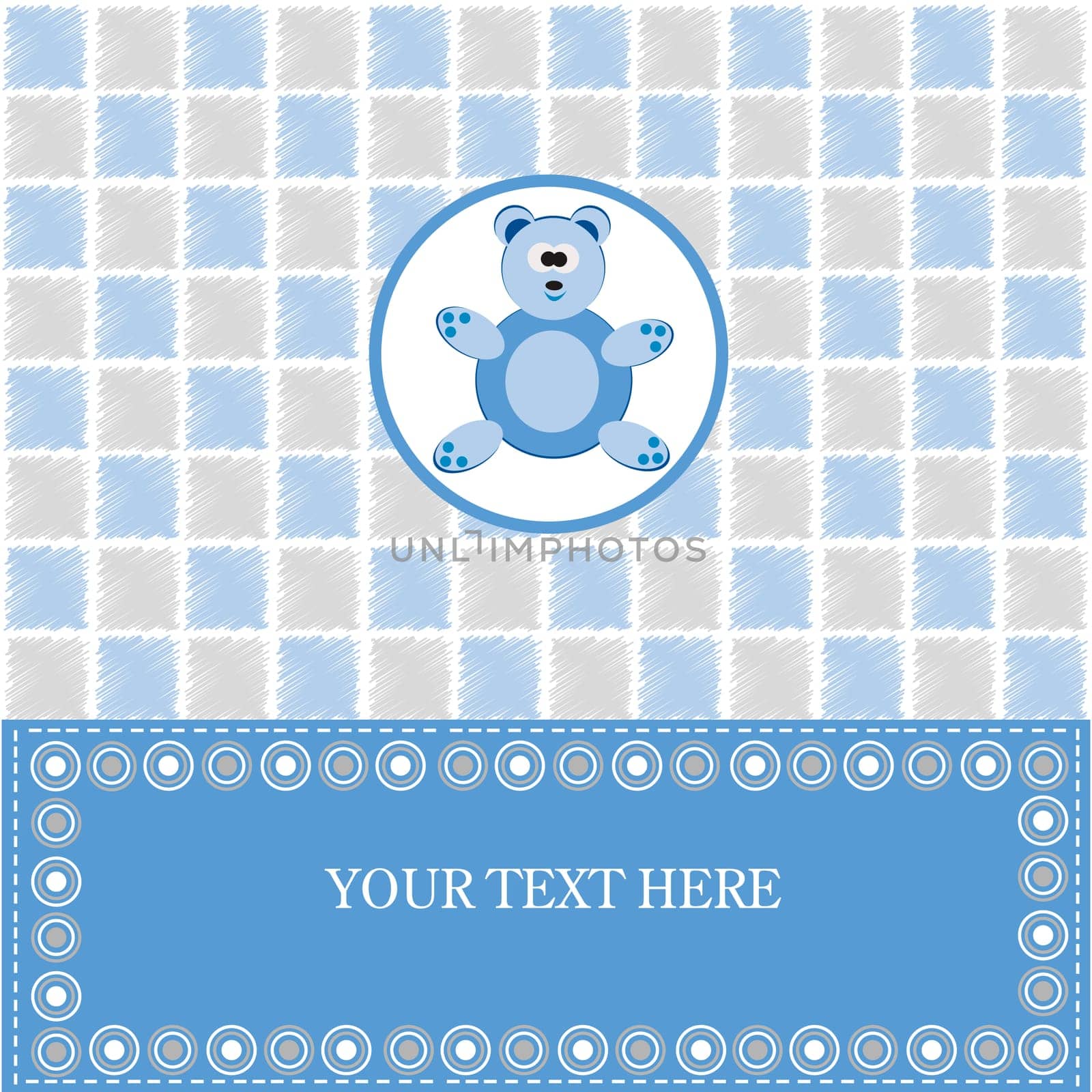 Baby greeting card with blue bear