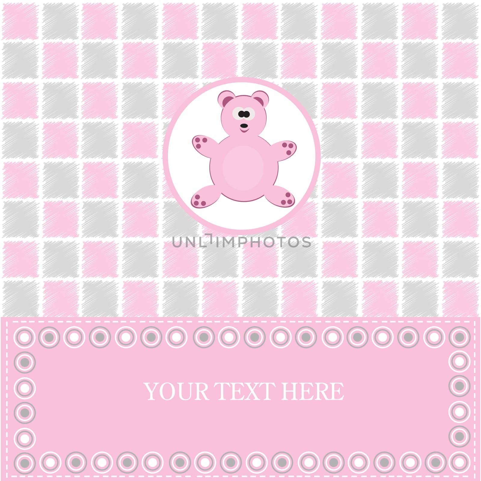 baby greeting card with pink bear
