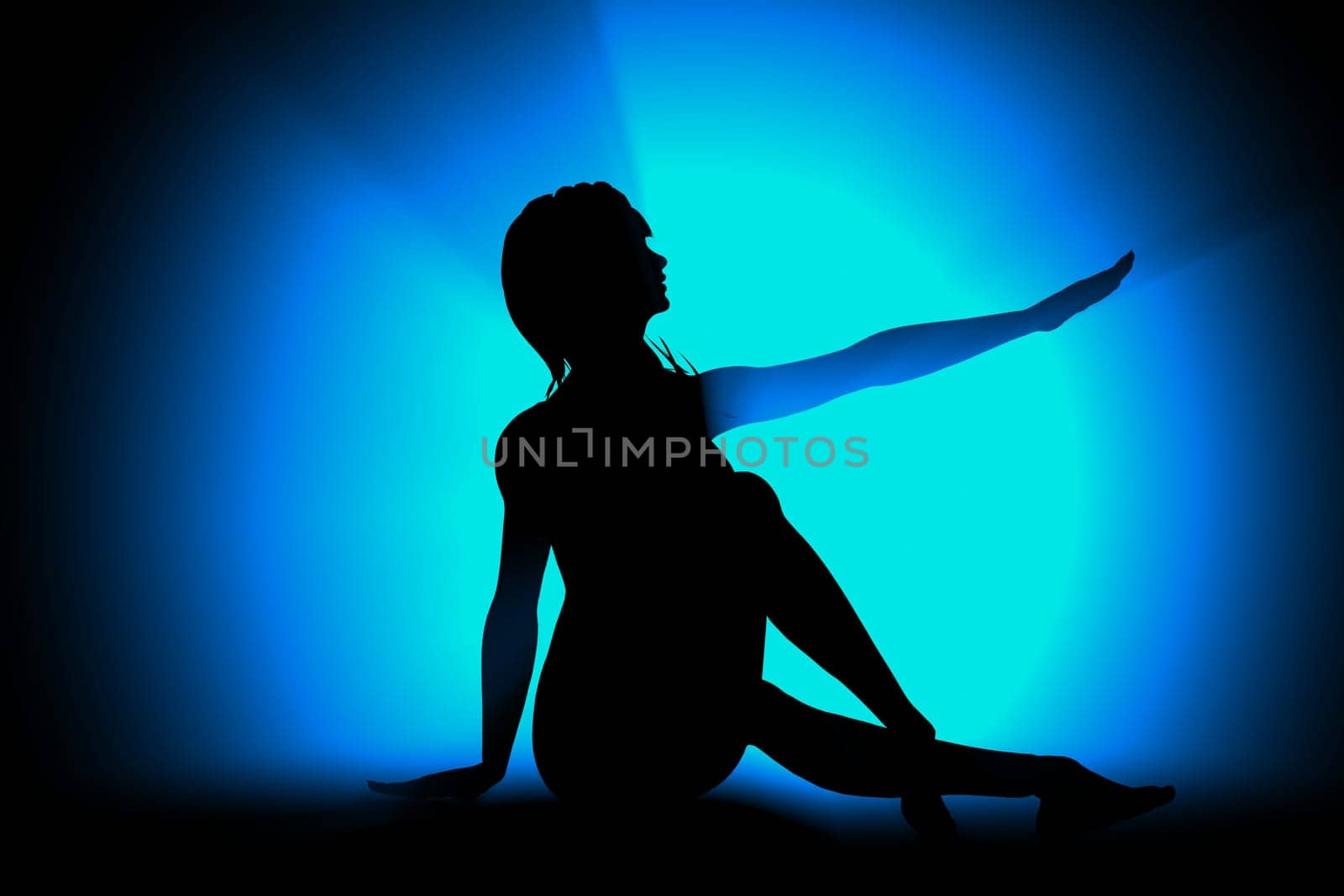 cyber girl in blue light sexy