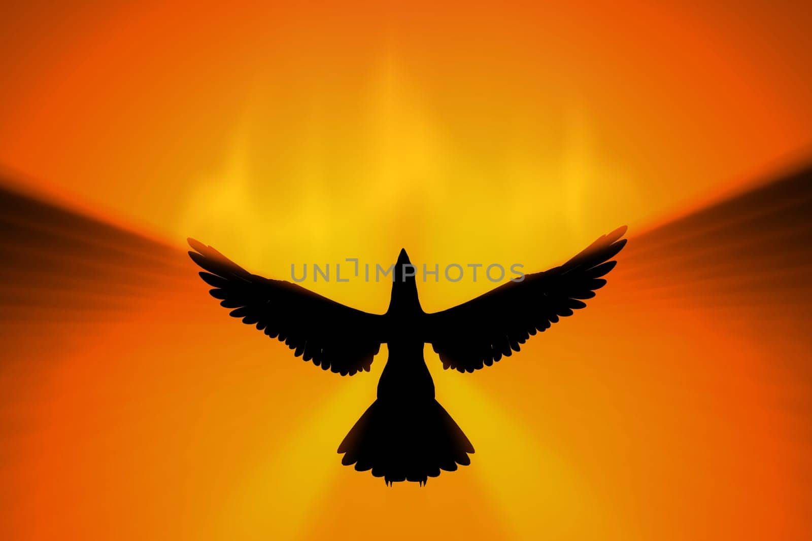 phoenix rising in fire 3d concept