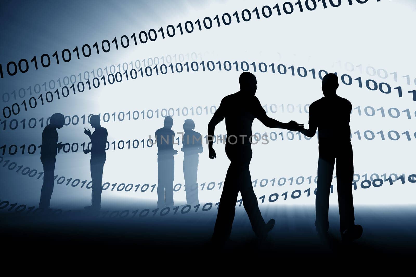 cyberspace hand snake in the light 3d concept of success