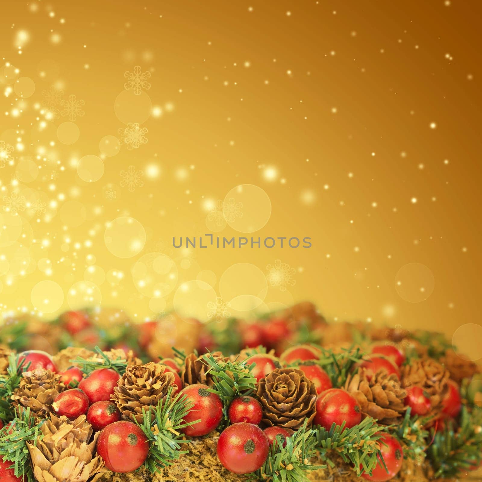 Close up on Christmas tree decoration and holiday lights
