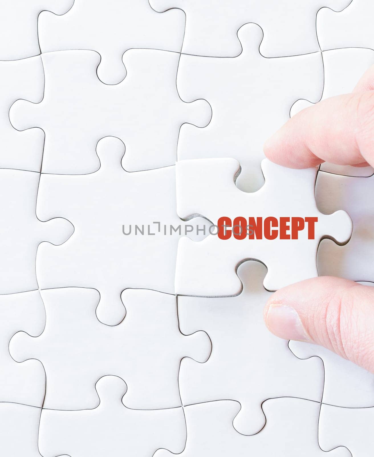 Missing jigsaw puzzle piece with word CONCEPT. Business concept image for completing the puzzle.