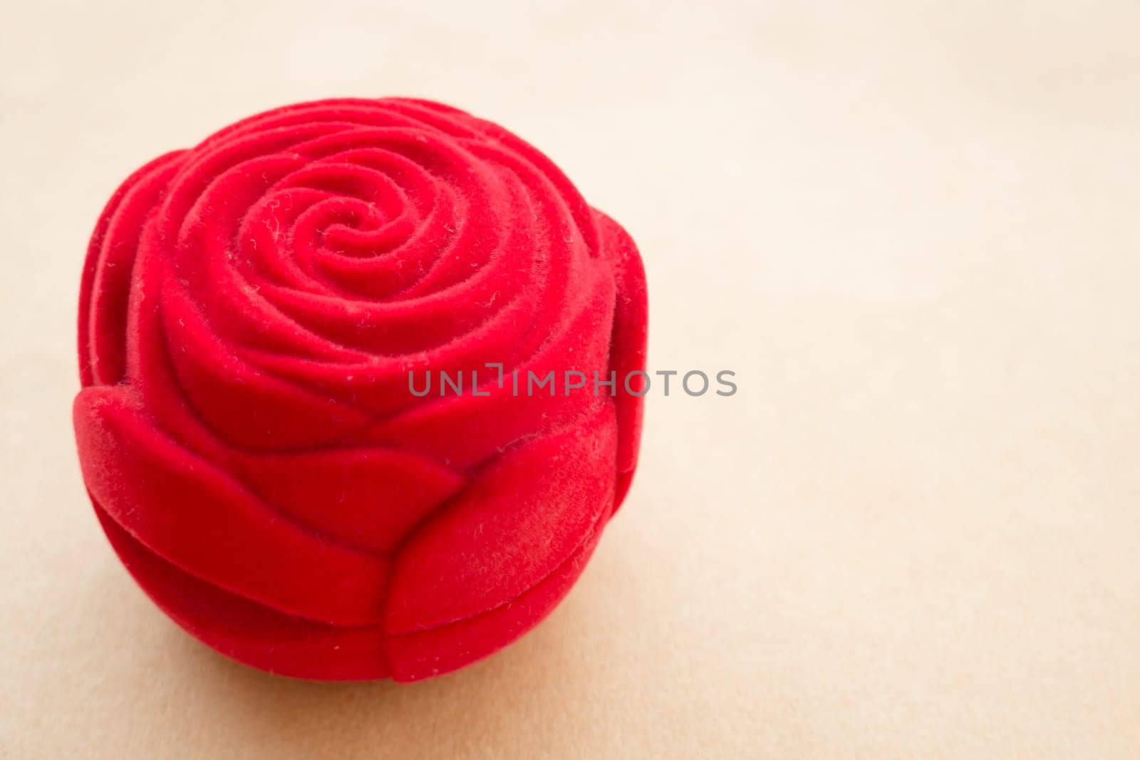 Red rose velvet of ring box, stock photo