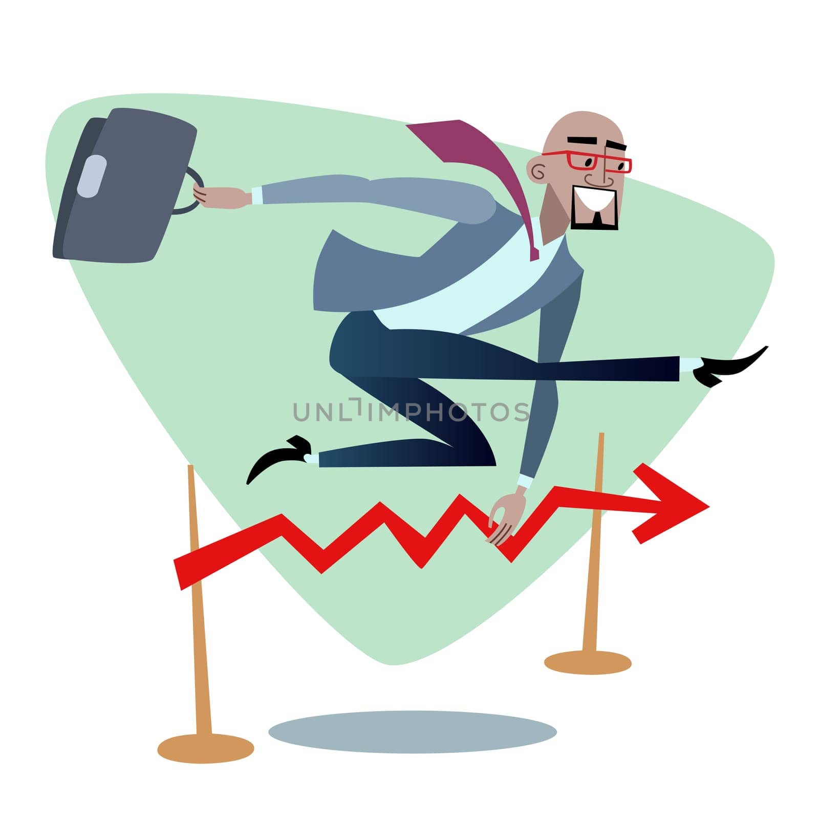 African businessman jumps schedule sales is like a barrier in the race. Sports and business concept