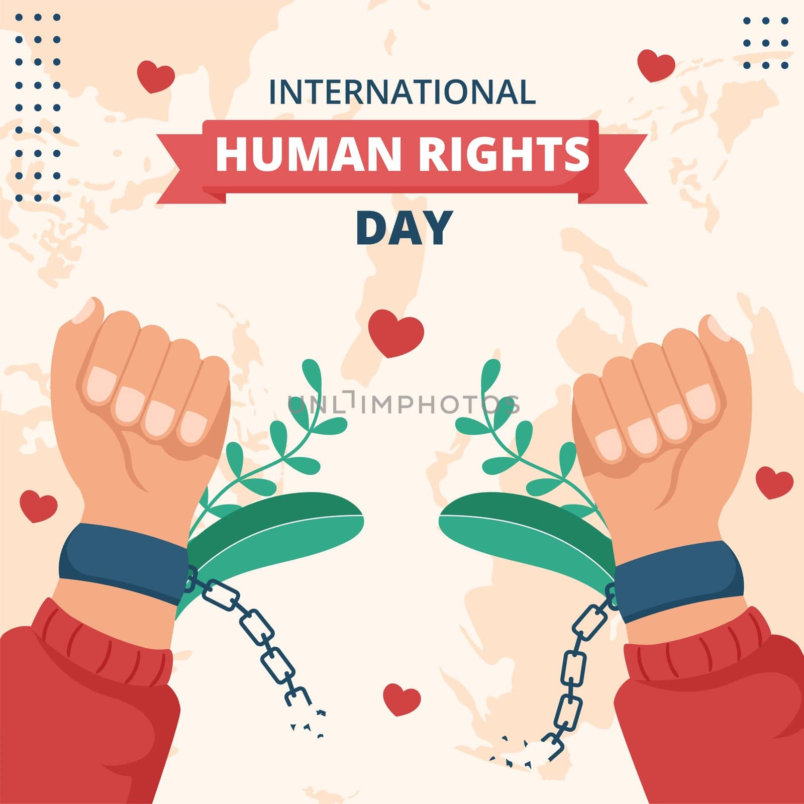 International Human Rights Day Background Template Hand Drawn Cartoon Flat Illustration