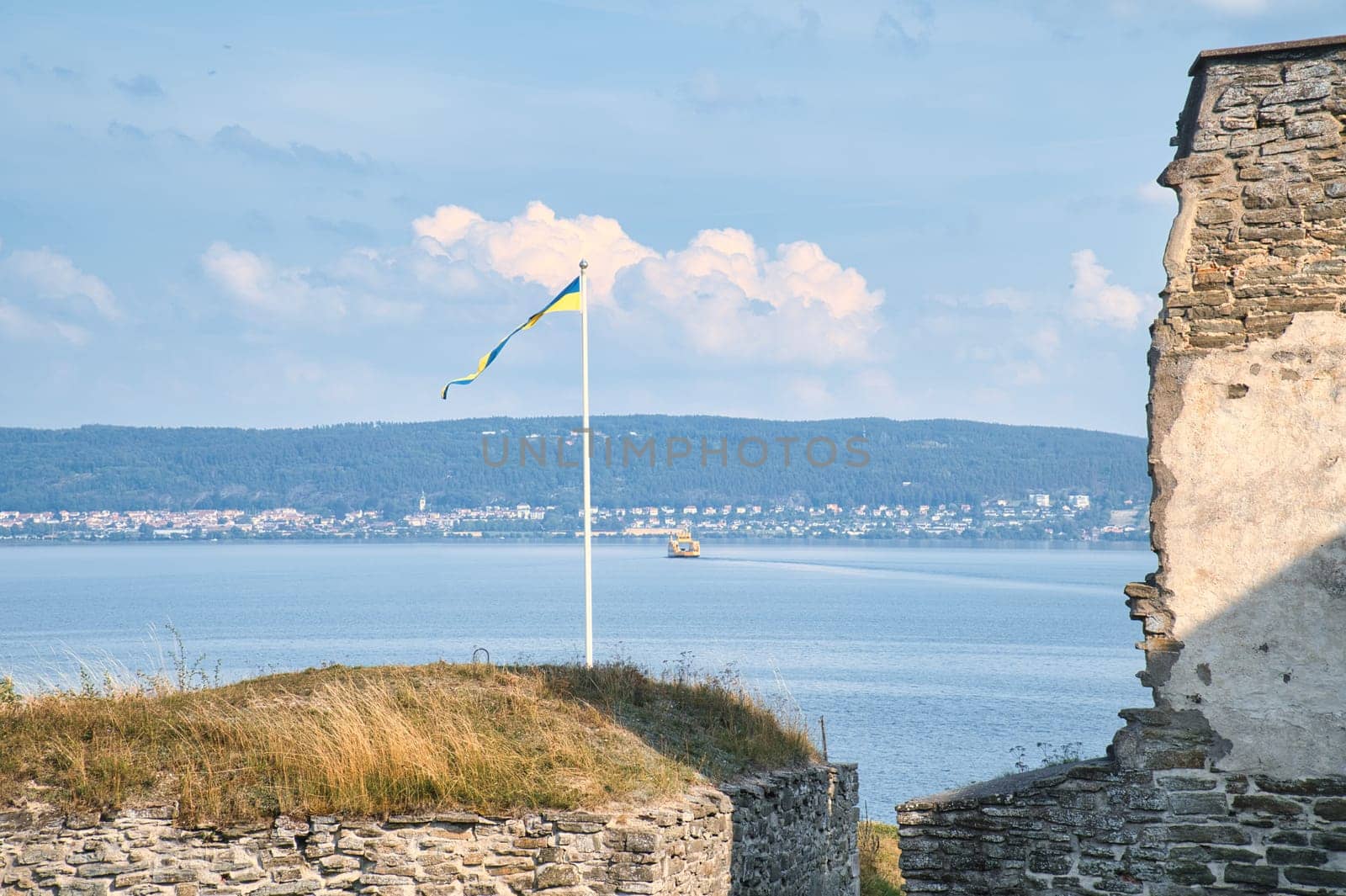 Visingsborg Castle in Sweden on the island of Visingsö in Lake Vätterm. Ruin from the Middle Ages from the Swedish king. Landscape photo