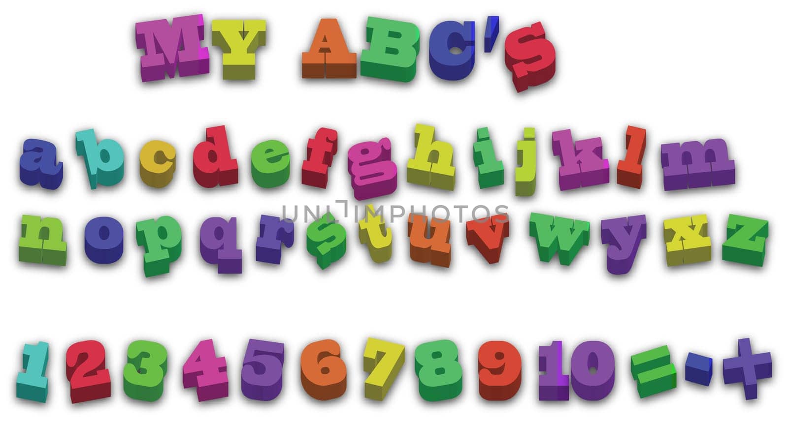 Multicolor 123 ABD Alphabet Fridge Magnets Vector Illustration