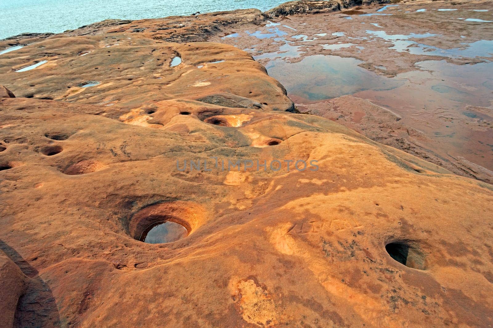 Unusual Eroded Sandstone on the Bay of Fundy in Nova Scotia