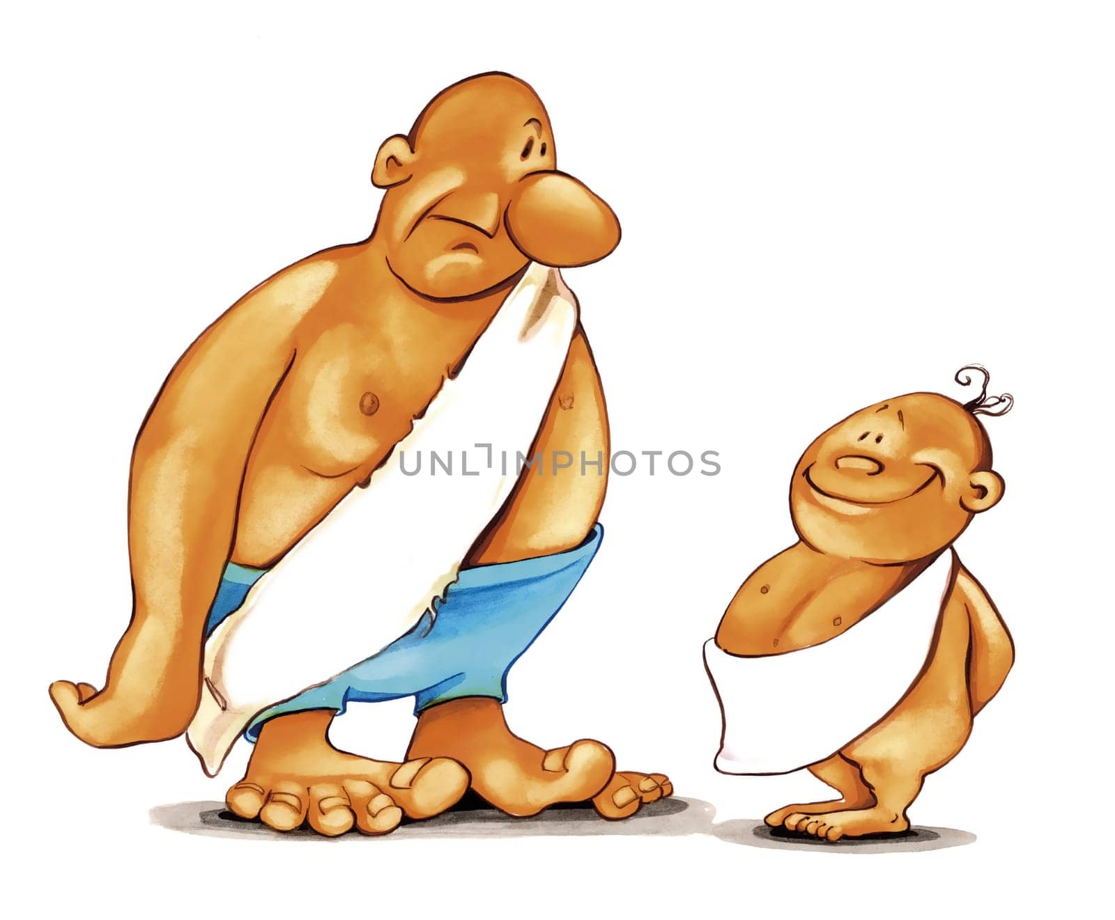painting humorous illustration of new year and old