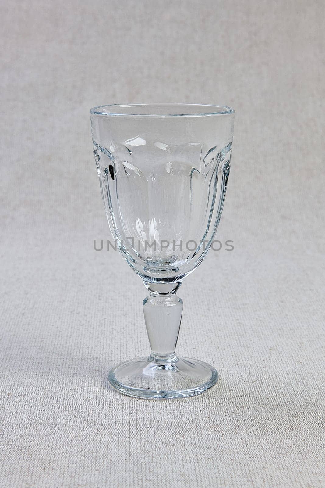 Empty and clean vintage faceted wine glass