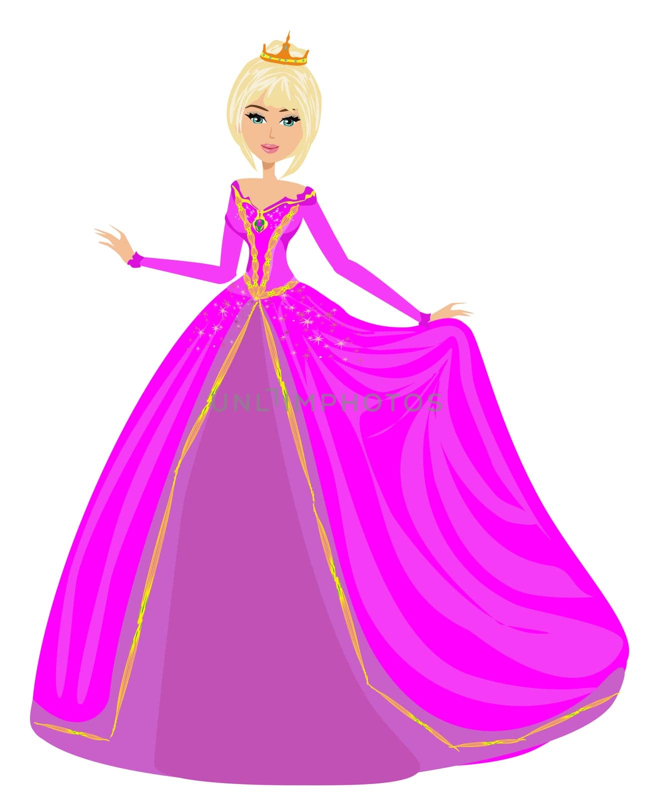 beautiful smiling young queen - isolated illustration