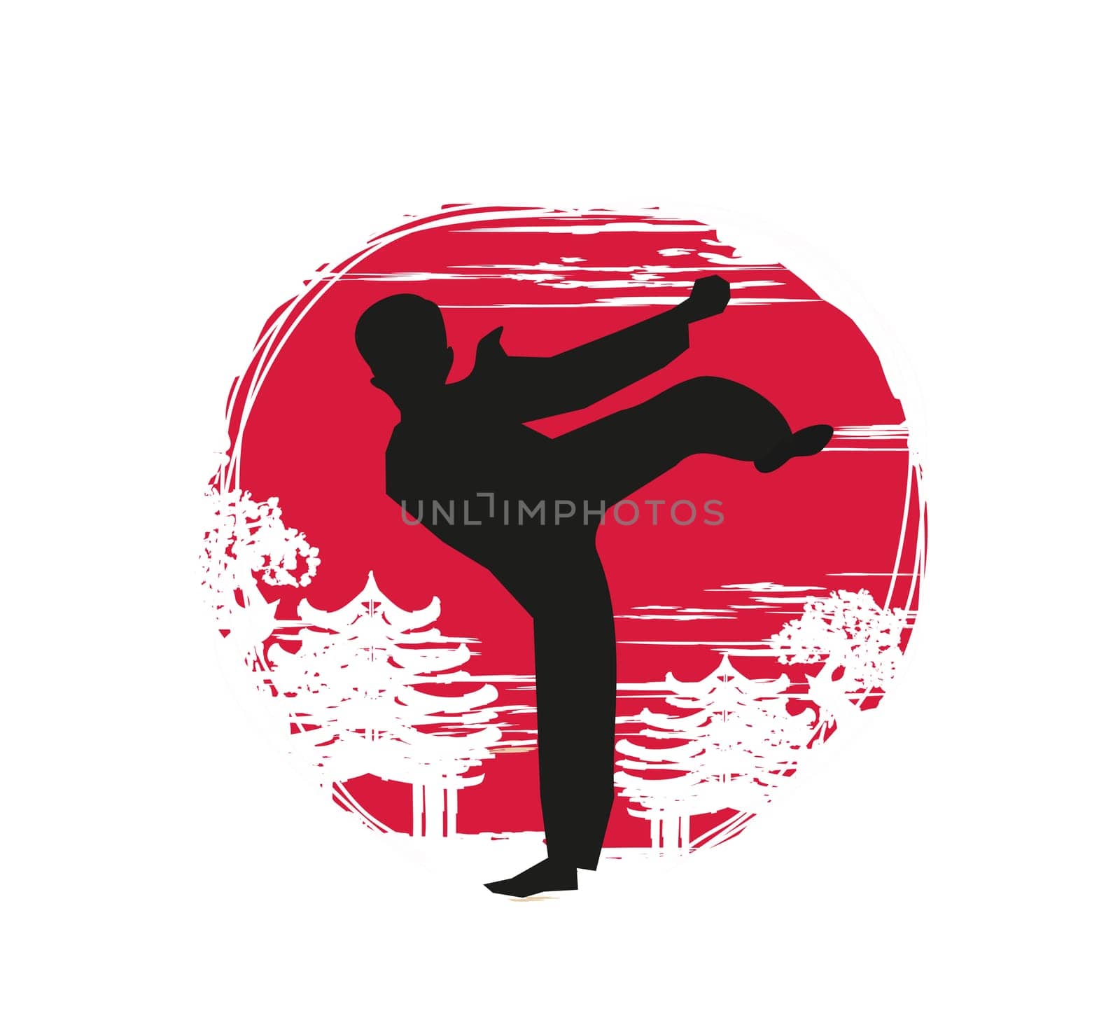 Creative abstract illustration of karate fighter