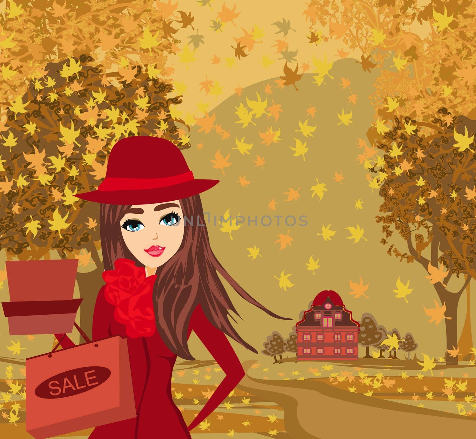 Fashion woman on Autumn Shopping