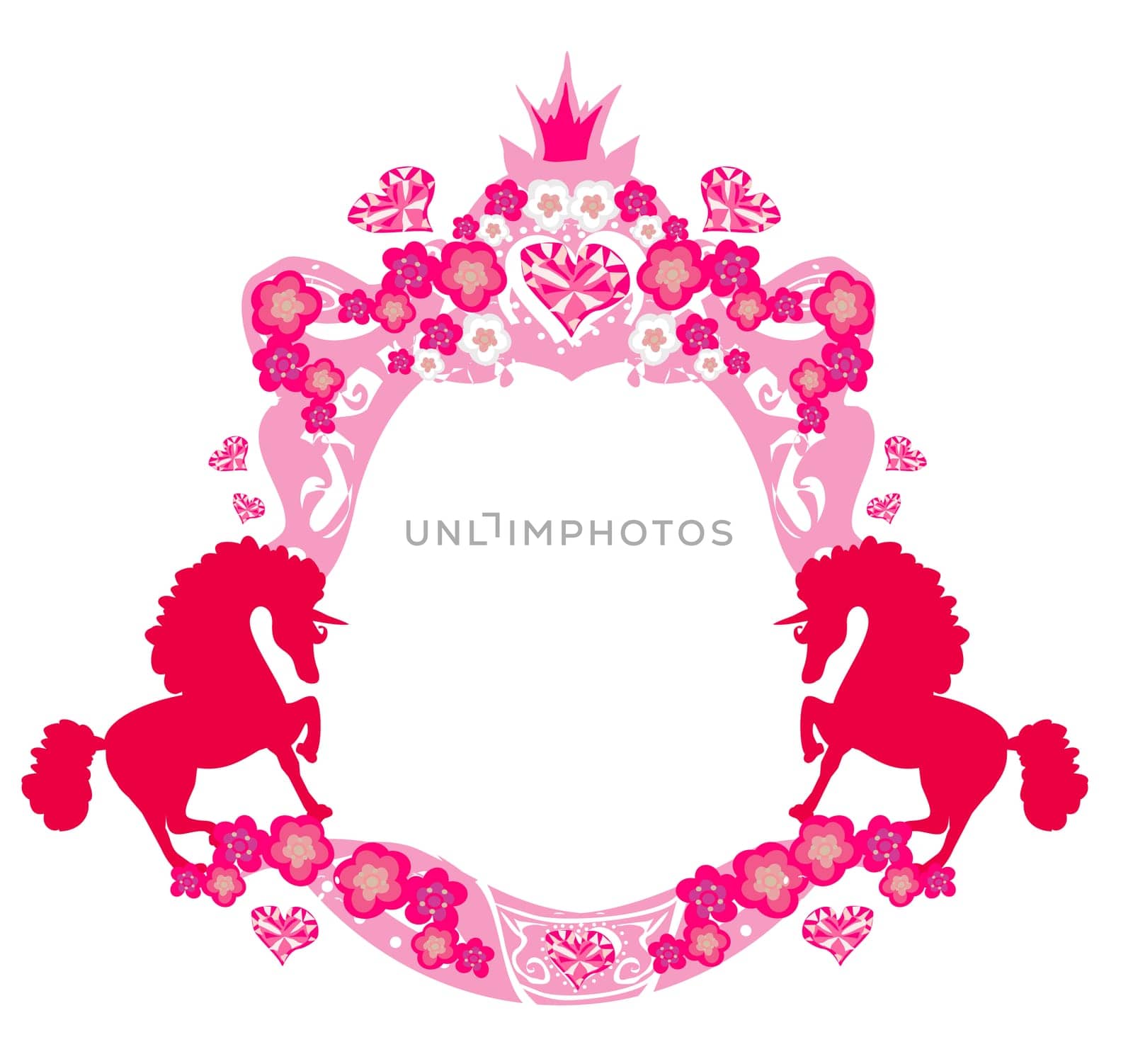 decorative girlish frame with unicorns