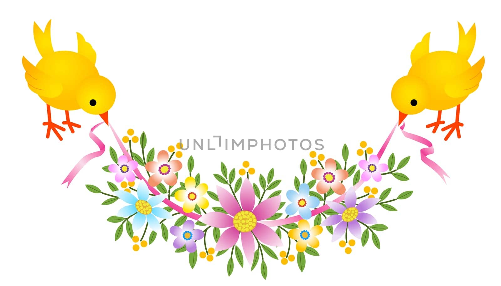 Easter chicken with flowers
