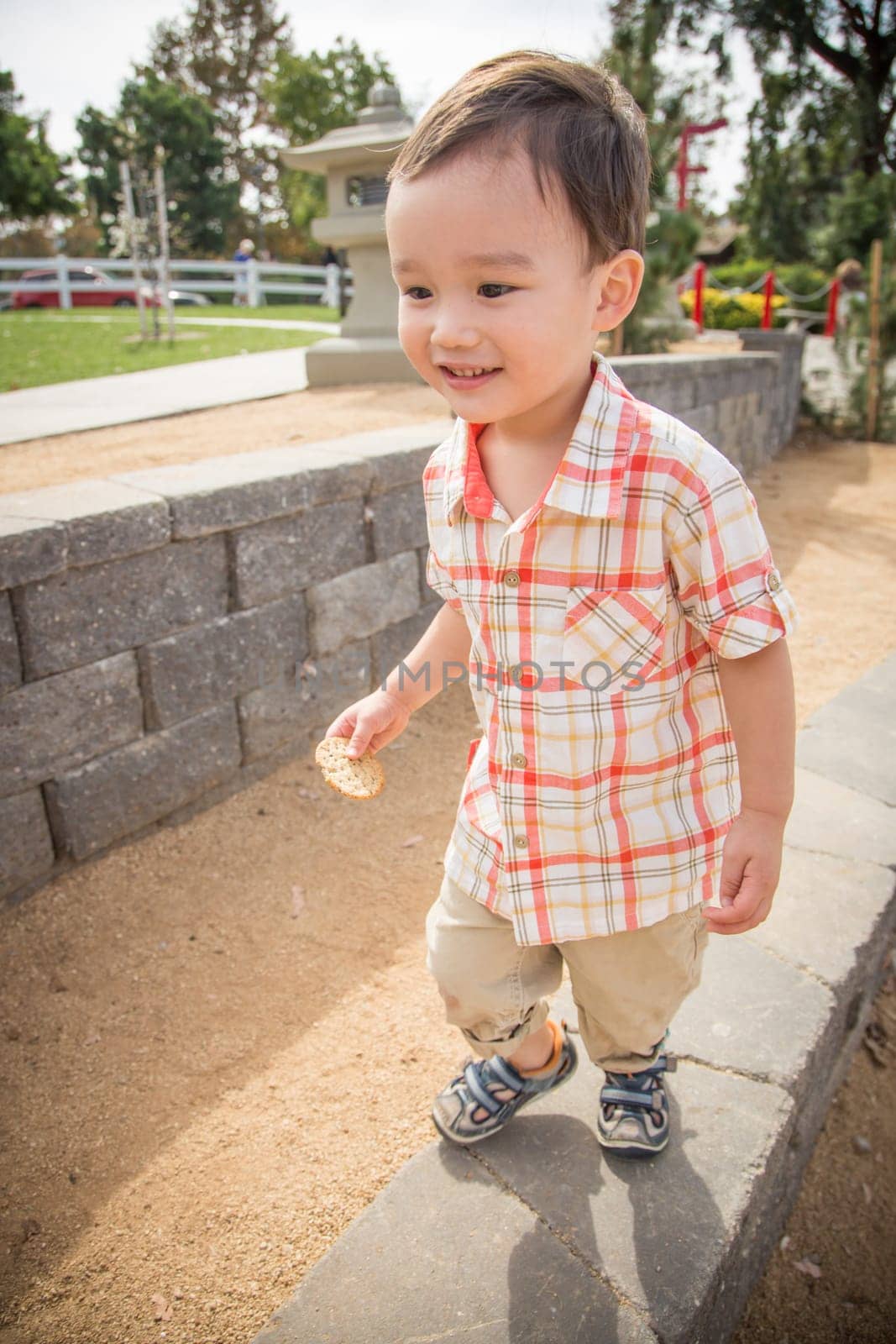 Young Chinese and Caucasian Boy Having Fun at the Park.