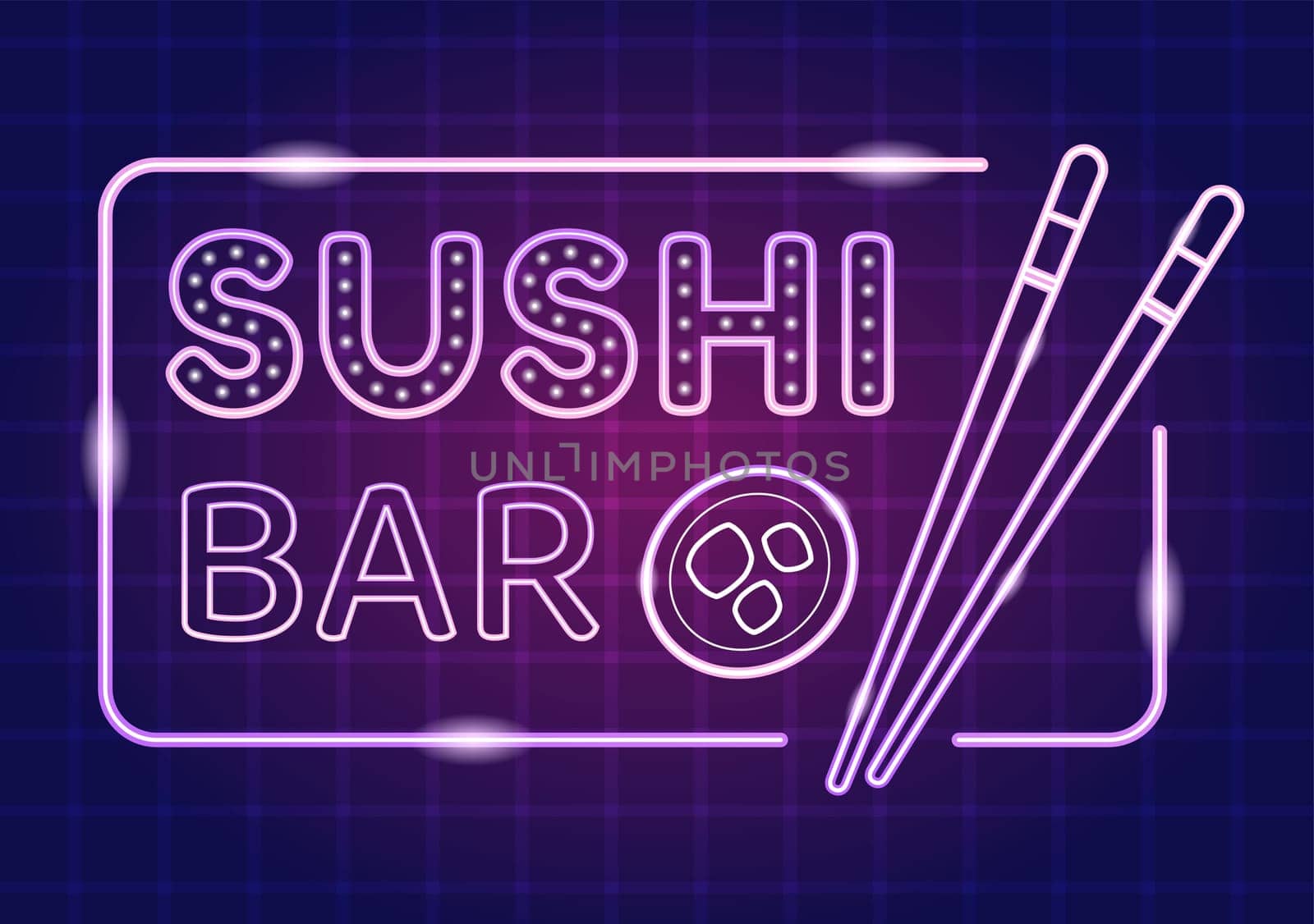 Sushi Bar Japan Asian Food or Restaurant of Sashimi and Rolls for Eating with Soy Sauce and Wasabi in Template Hand Drawn Cartoon Flat Illustration