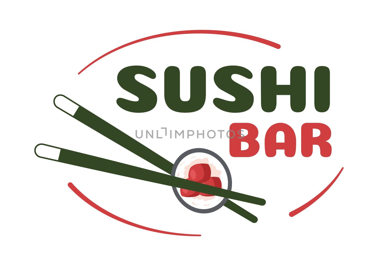 Sushi Bar Japan Asian Food or Restaurant of Sashimi and Rolls for Eating with Soy Sauce and Wasabi in Template Hand Drawn Cartoon Flat Illustration