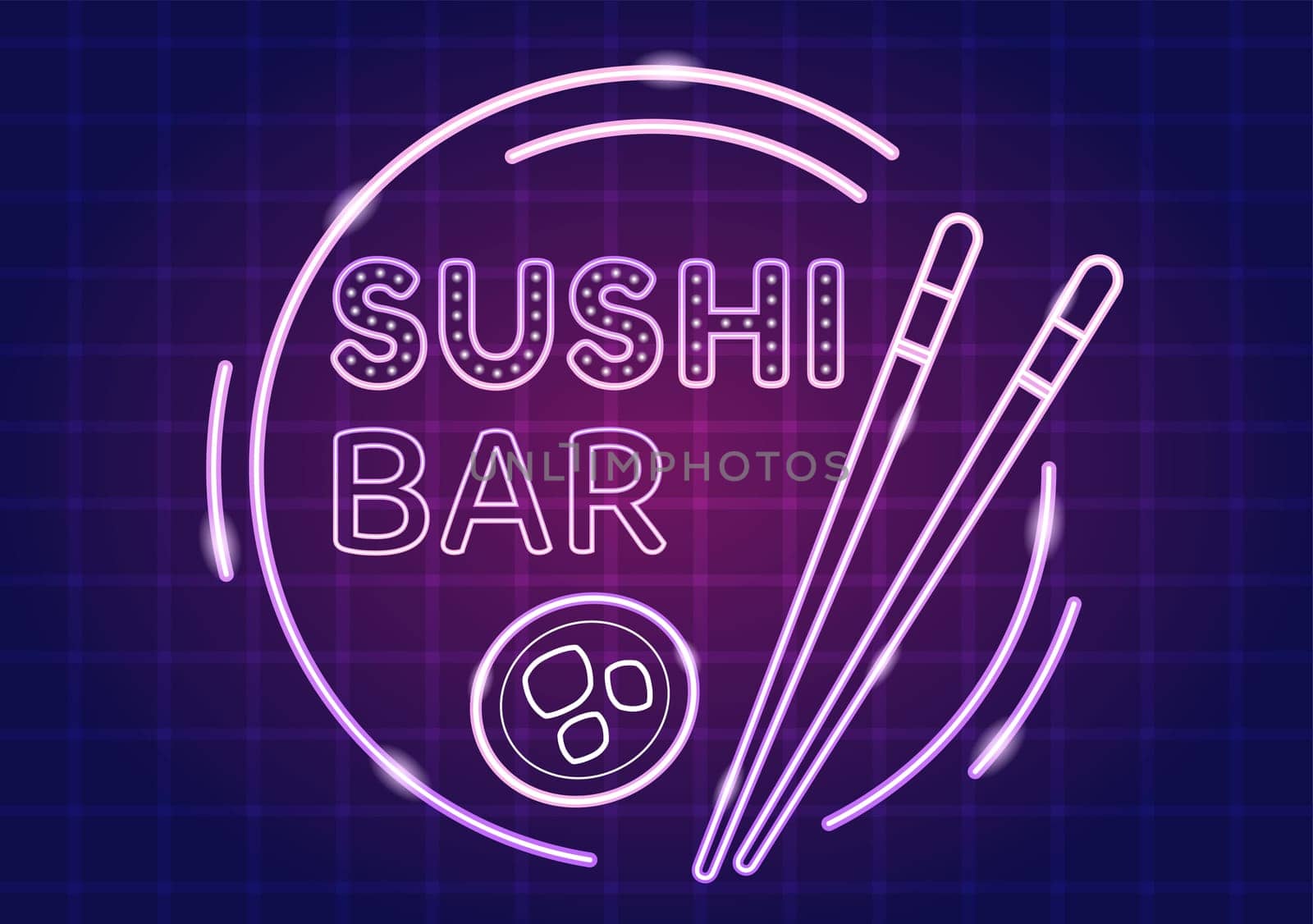 Sushi Bar Japan Asian Food or Restaurant of Sashimi and Rolls for Eating with Soy Sauce and Wasabi in Template Hand Drawn Cartoon Flat Illustration