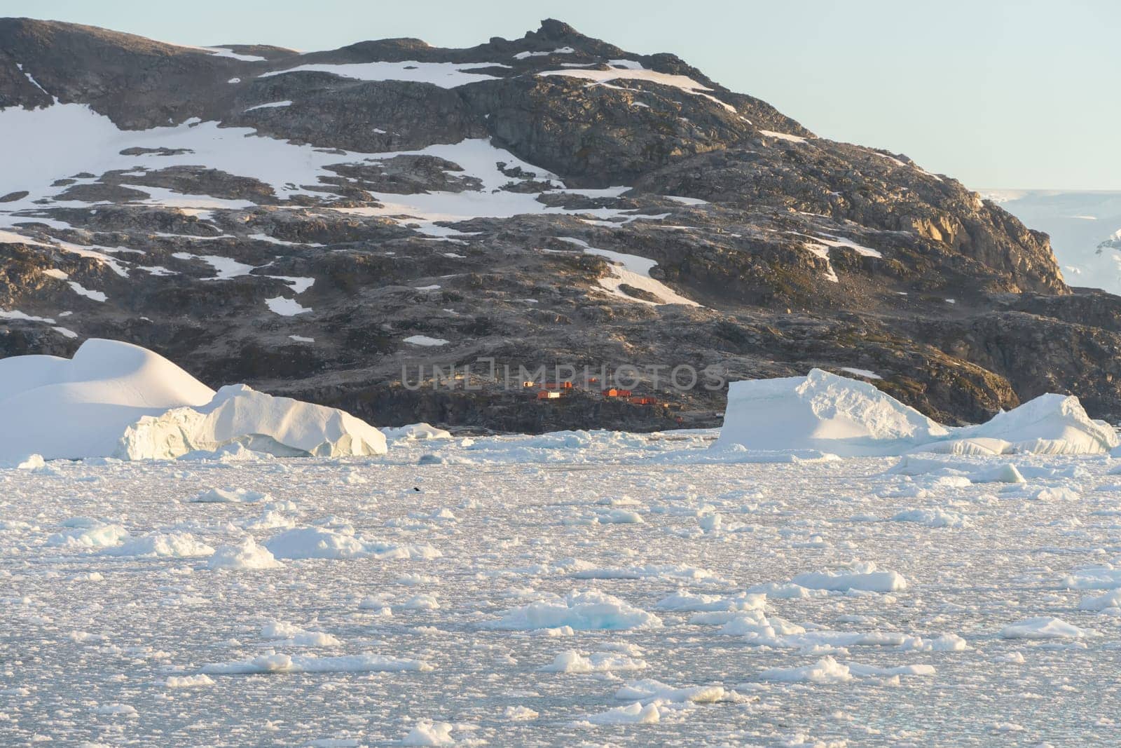 Base Primavera - an Argentine Antarctic base and scientific research station Primavera Cape in Cierva Bay, San Martín Land, Antarctic Peninsula