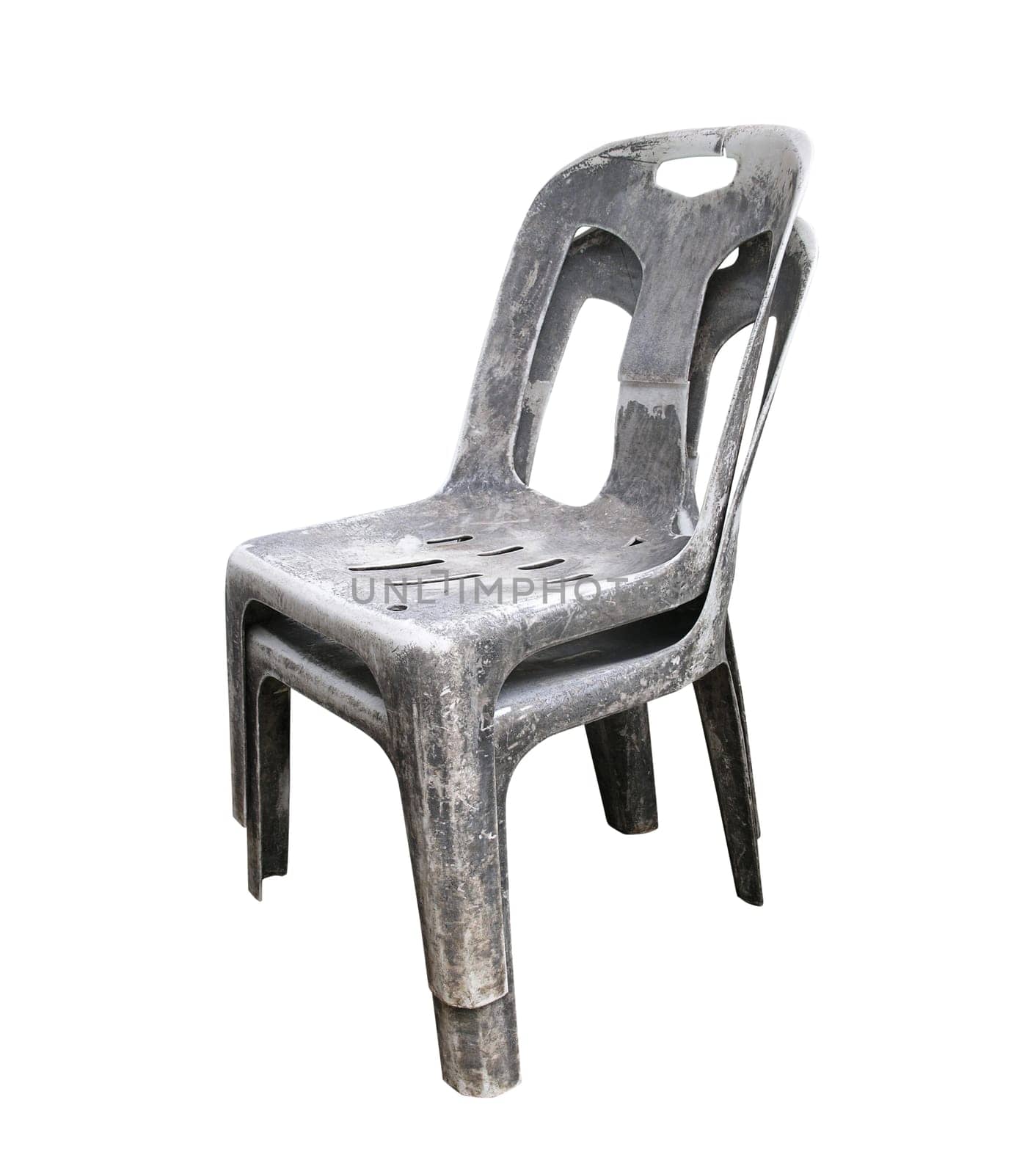 Old plastic chair isolated on white background