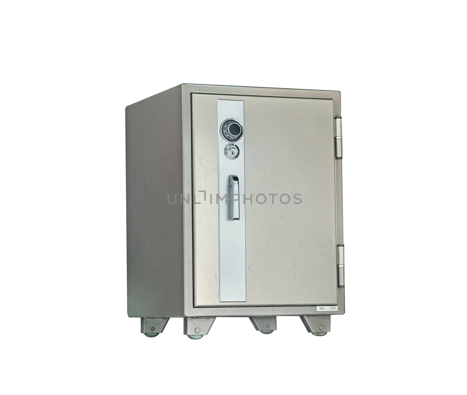 Old iron safe isolated on white background