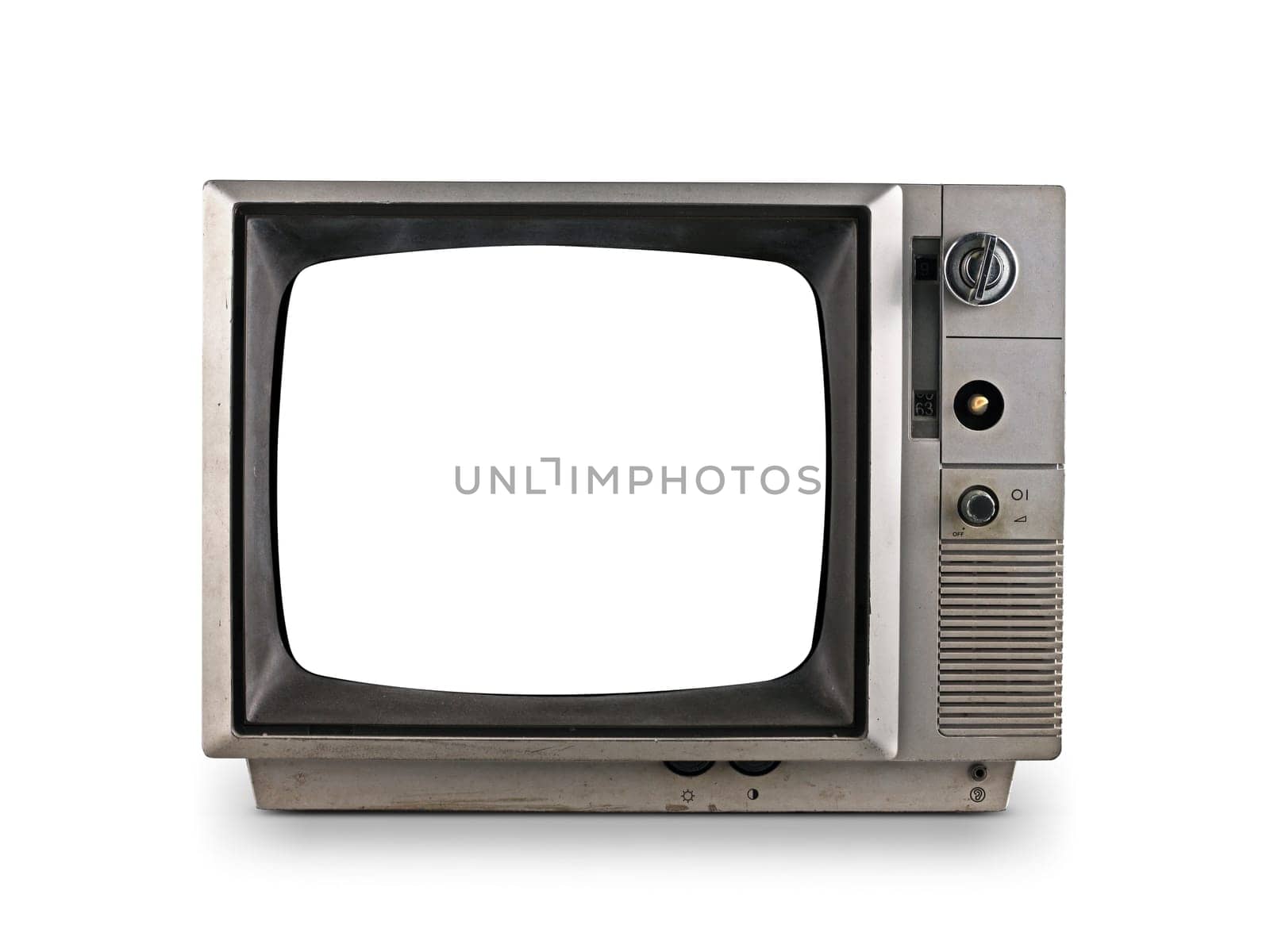 old tv on white background isolated