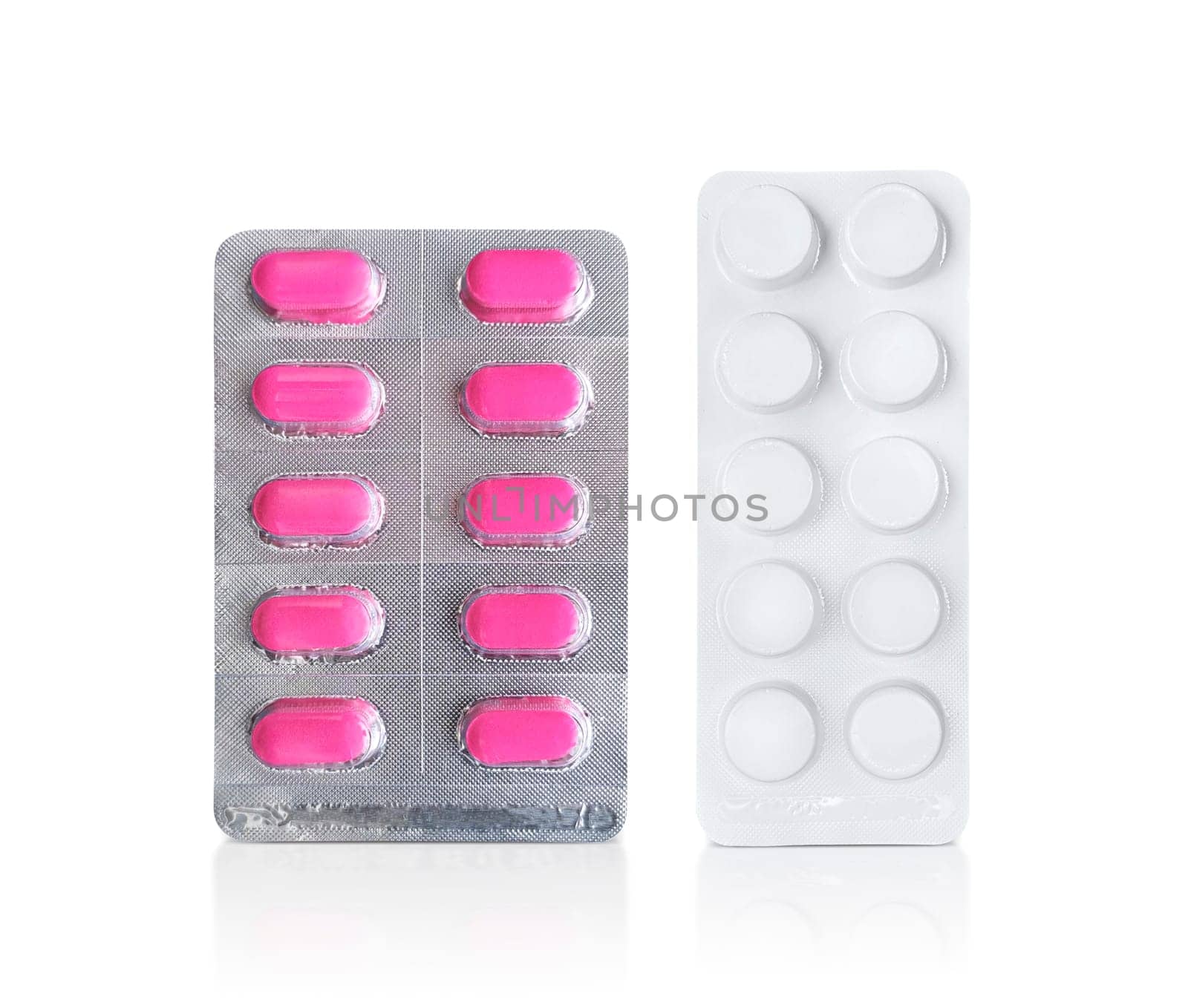 Package of pink pills. Pharmacy and medicine concept