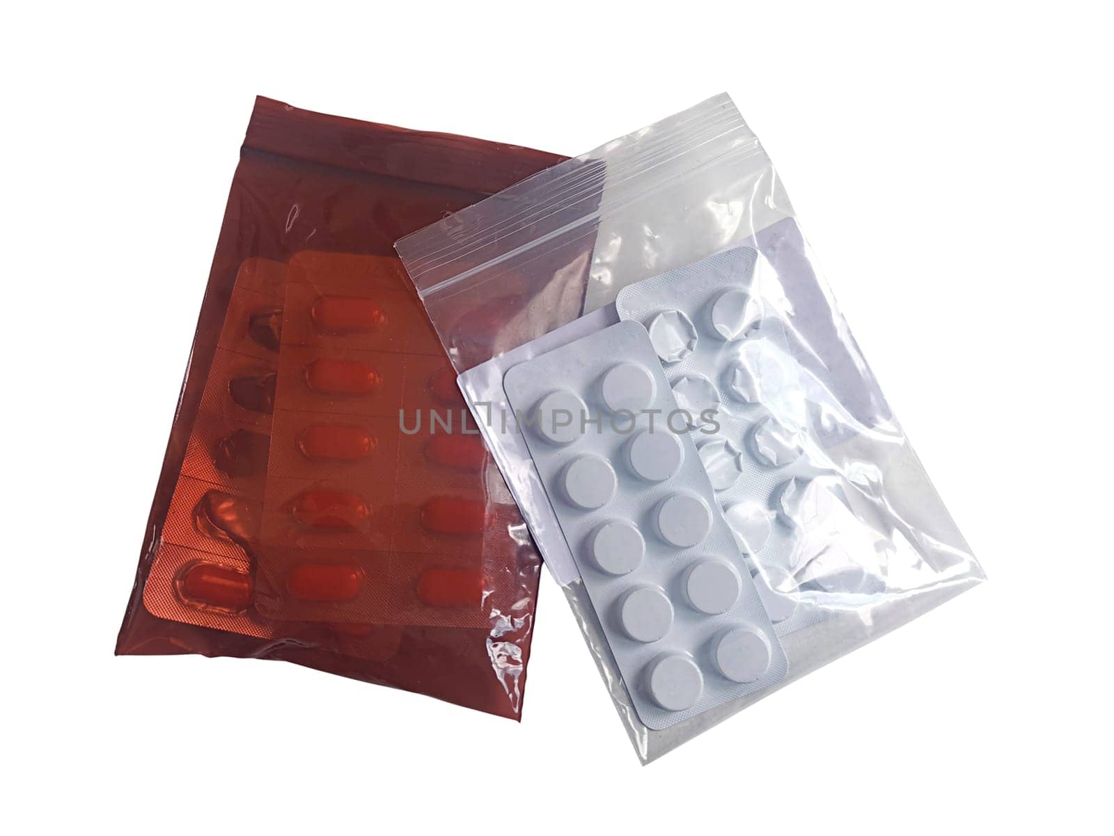 sealed medicine pouch on a white background