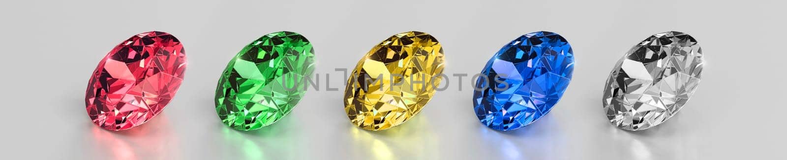 Shiny brilliant diamond placed on gray background. 3D render