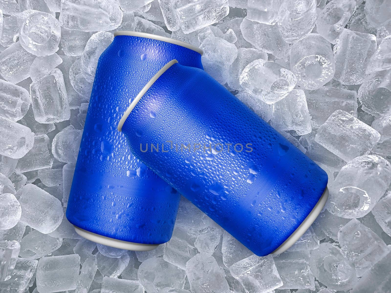 Can of cold beverage, ice cubea of juicy. Summer refreshing drink