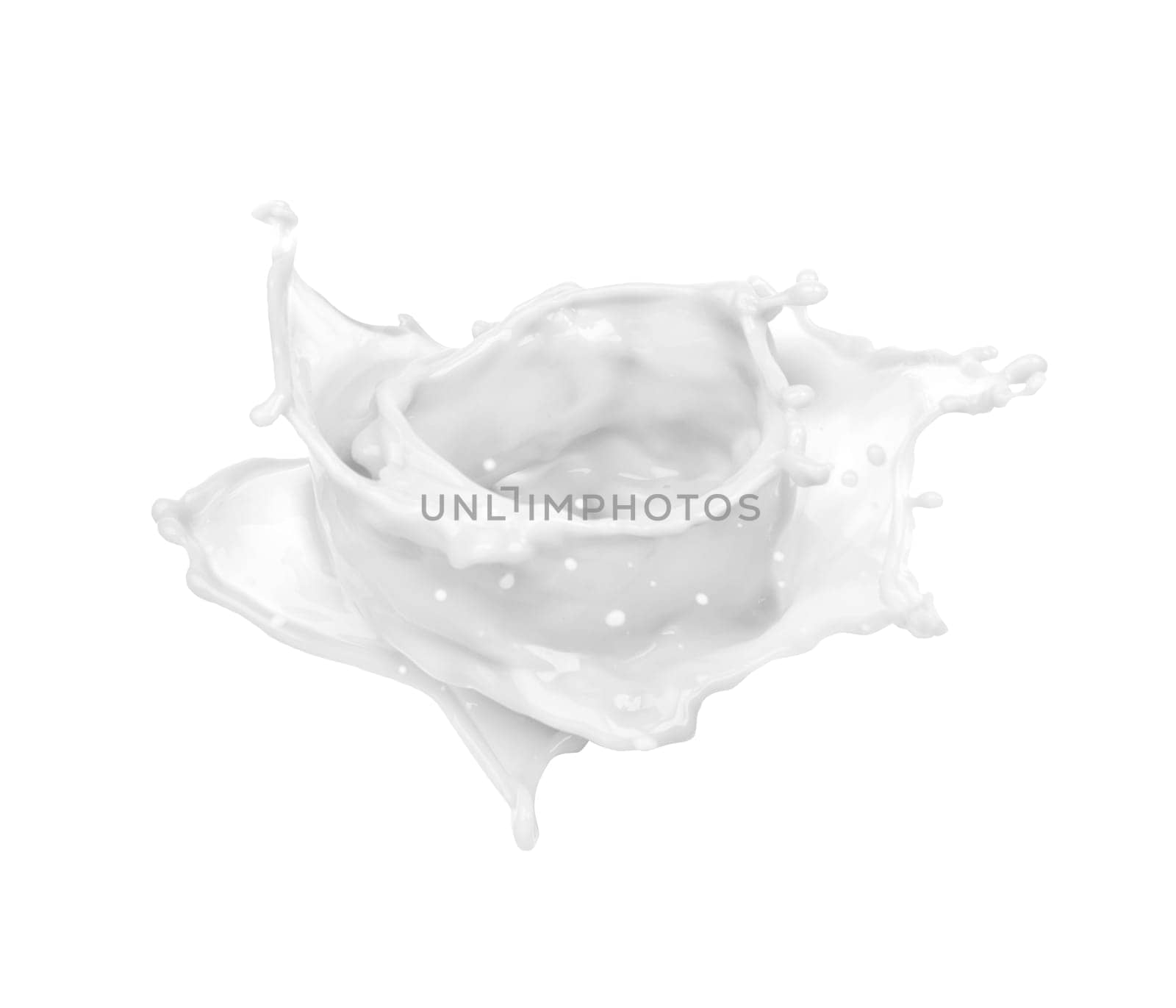 isolated milk drops and splashes on white background