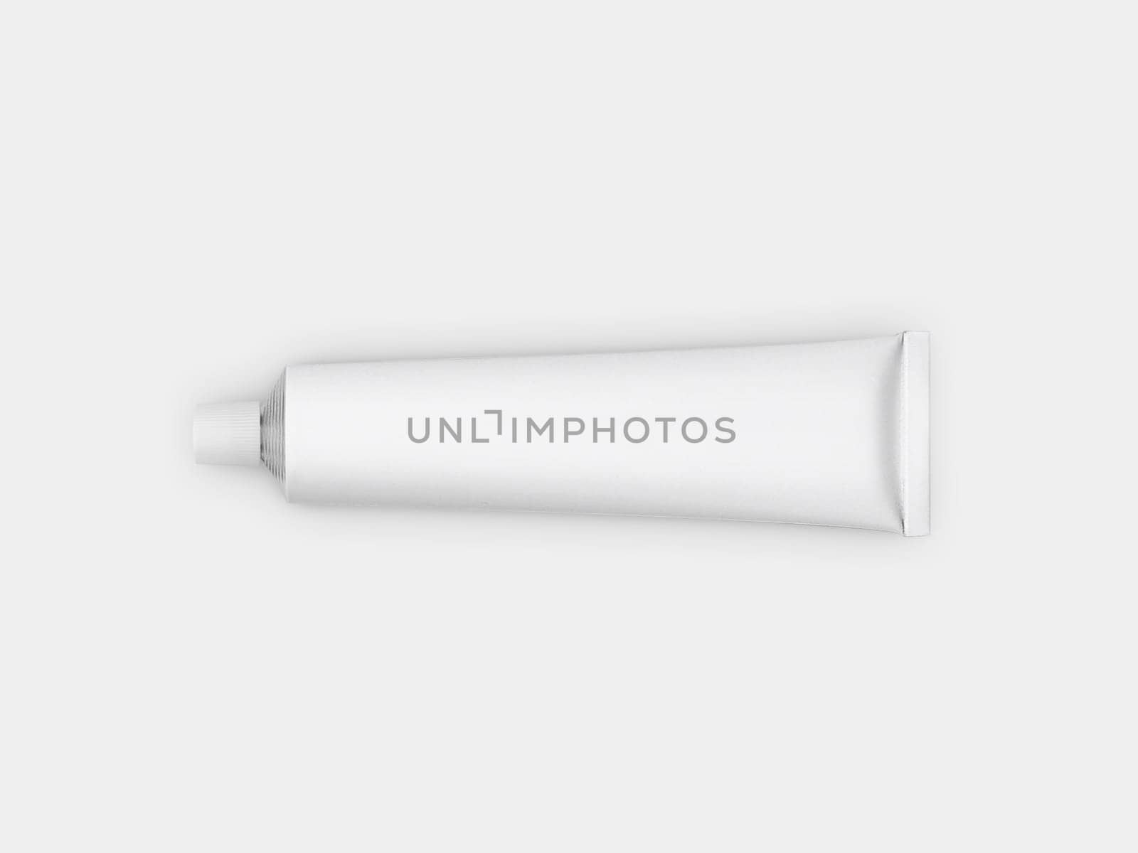 Top view, white tube with on a white background