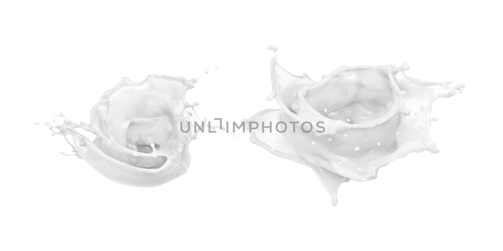 isolated milk drops and splashes on white background