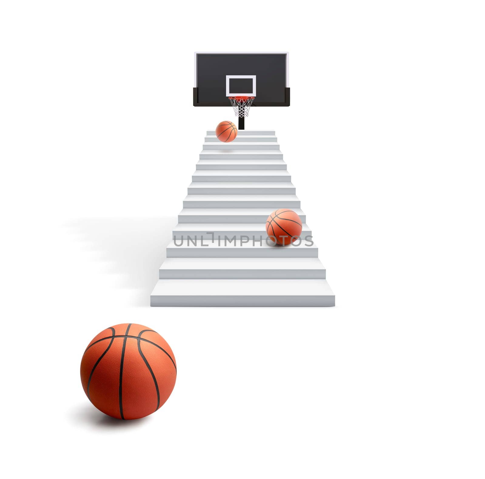 Basketball balls for sports and games. vision concept successful. 3d render