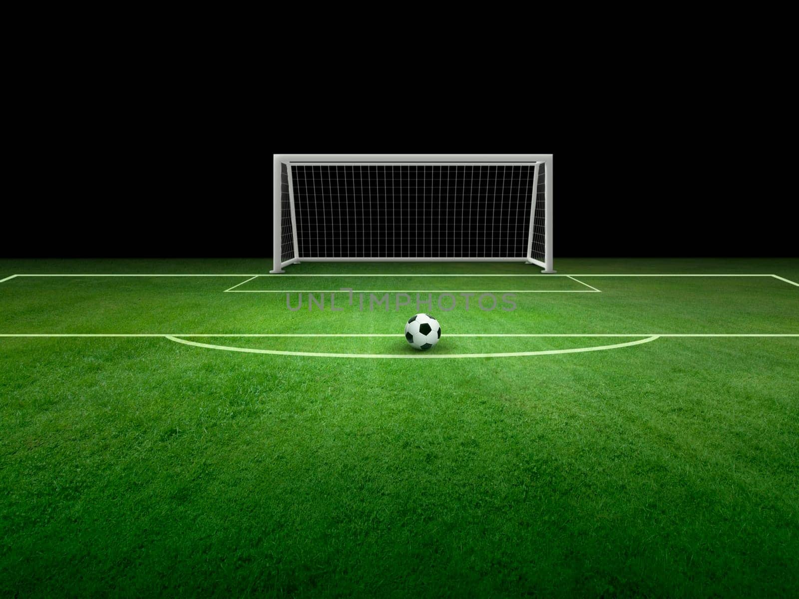 ball on the green field in soccer stadium. ready for game