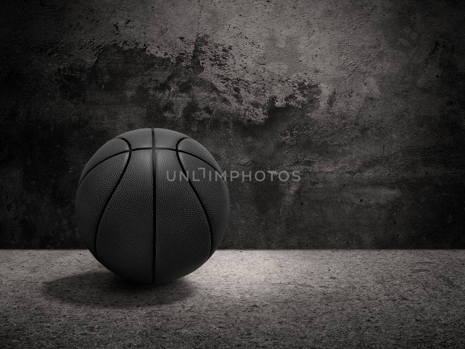 Black Basketball ball on cement wall background
