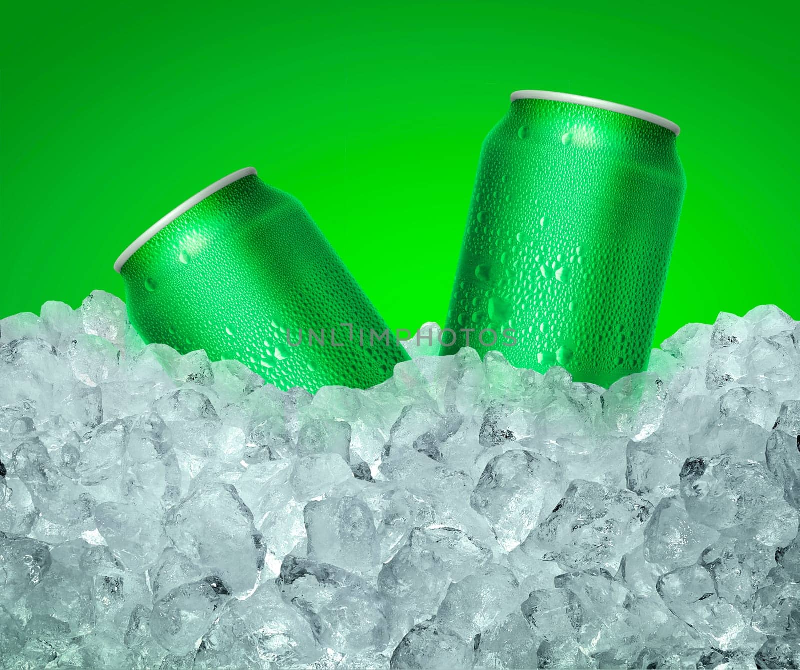 Can of cold beverage, ice cube a of juicy. Summer refreshing drink