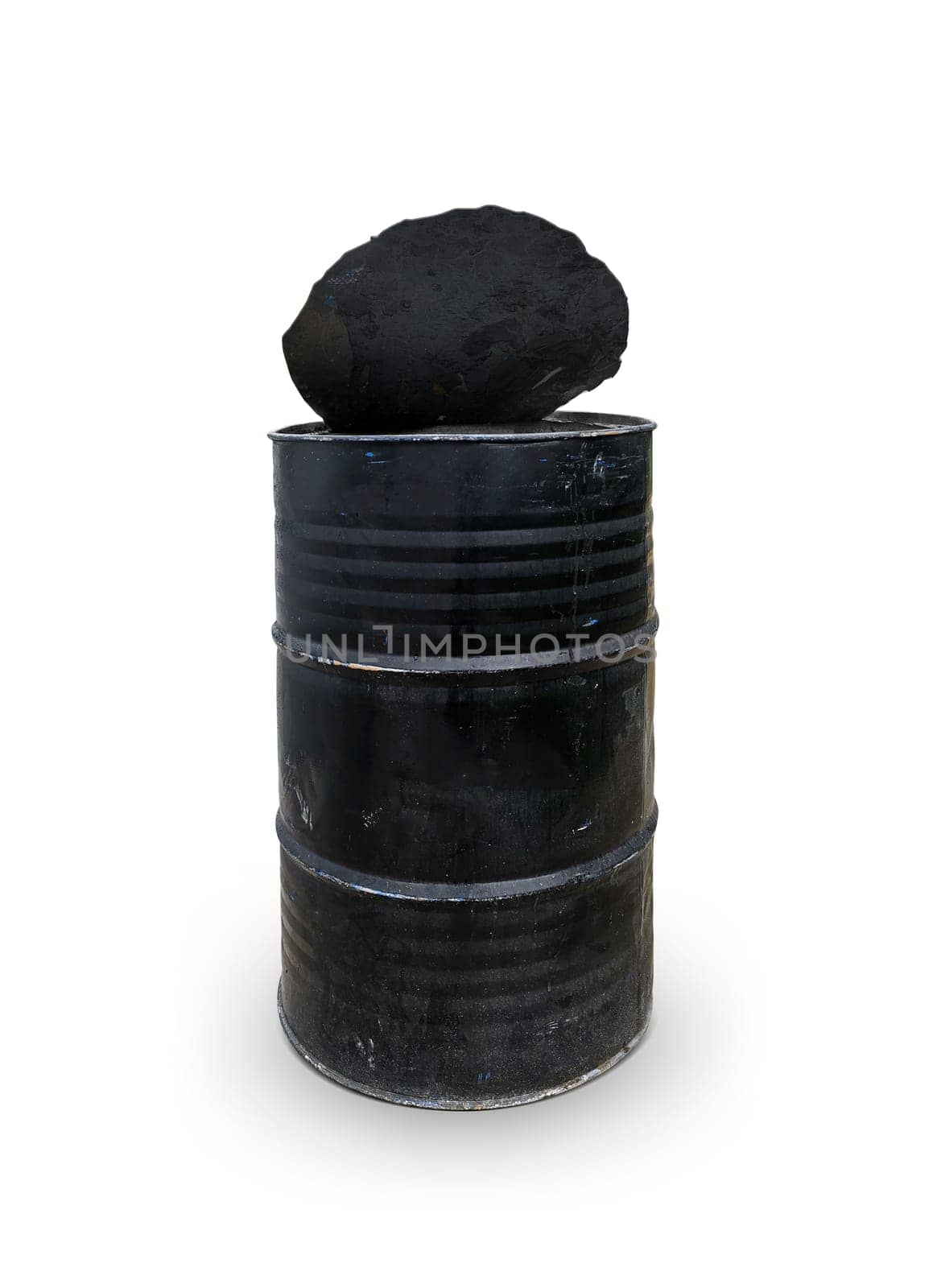 Old steel drum isolated on white background