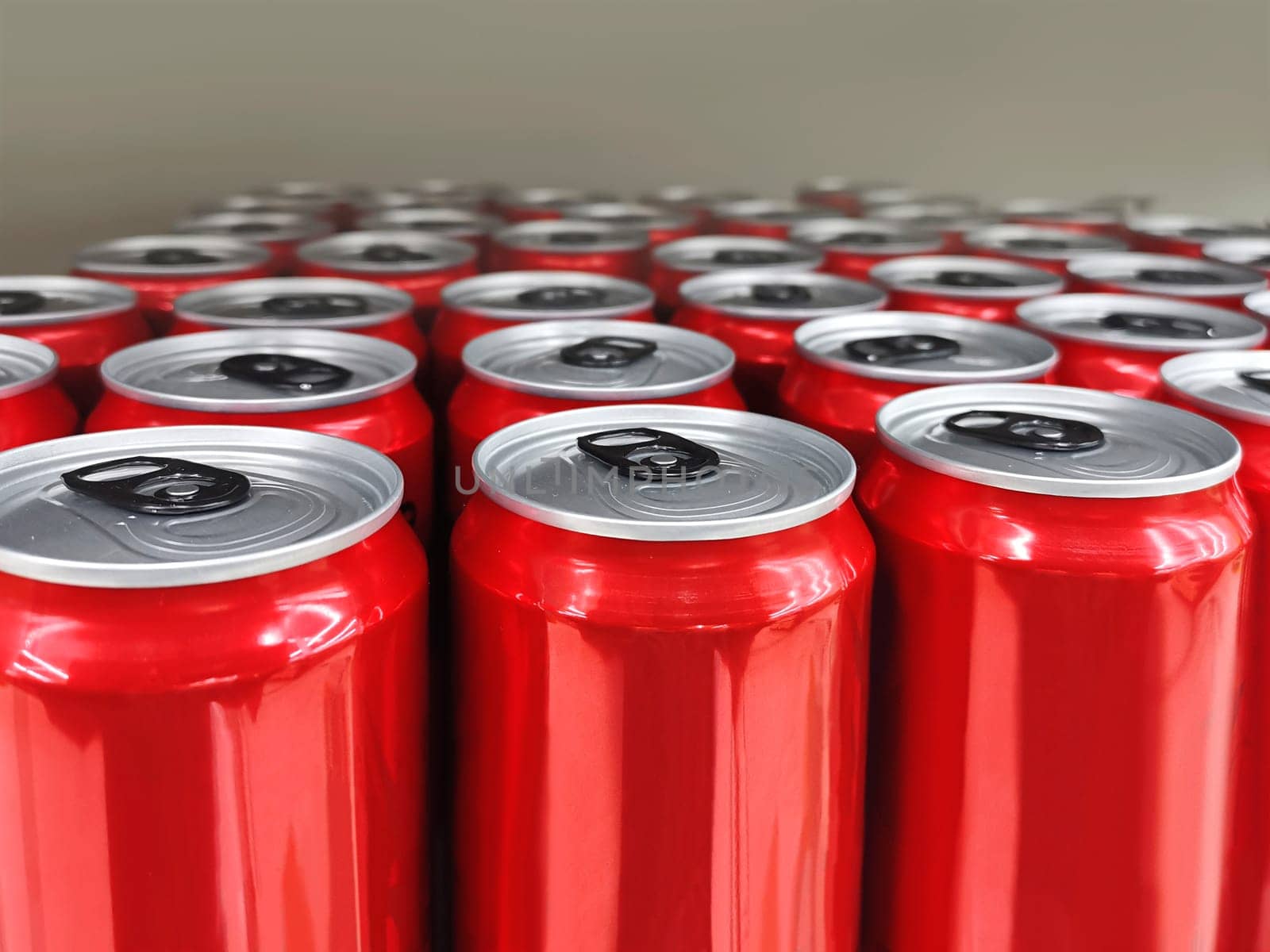 Cover aluminum cans. Aluminum cans. Top view. Aluminum cans in the market