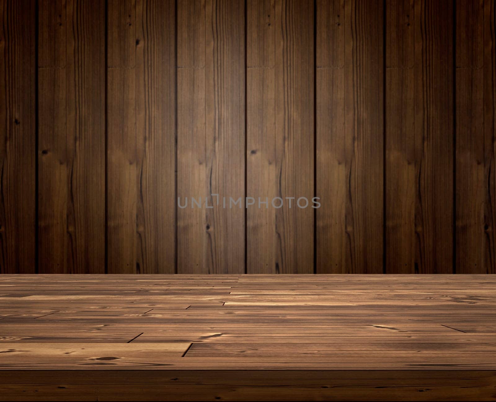 Empty wooden table for displaying product illustrations