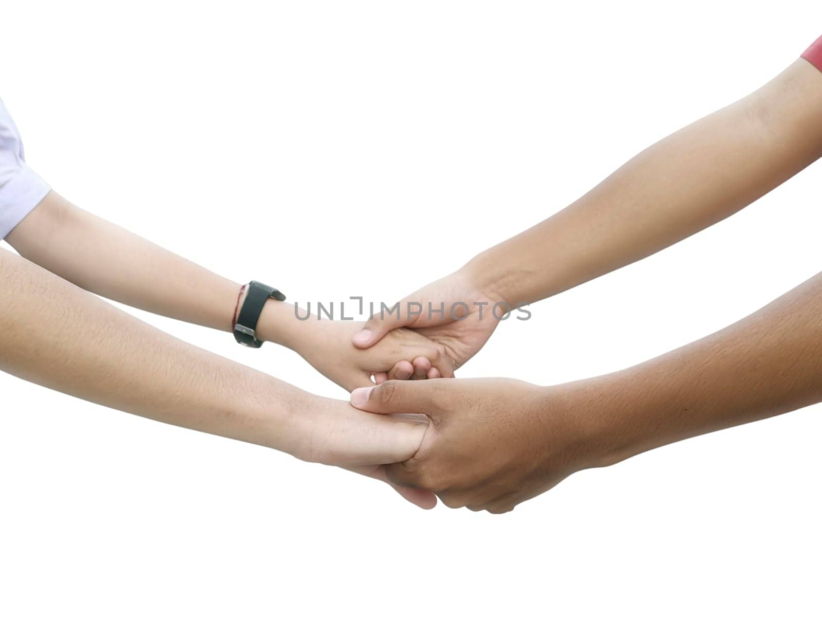 Image of a couple holding hands on a white background