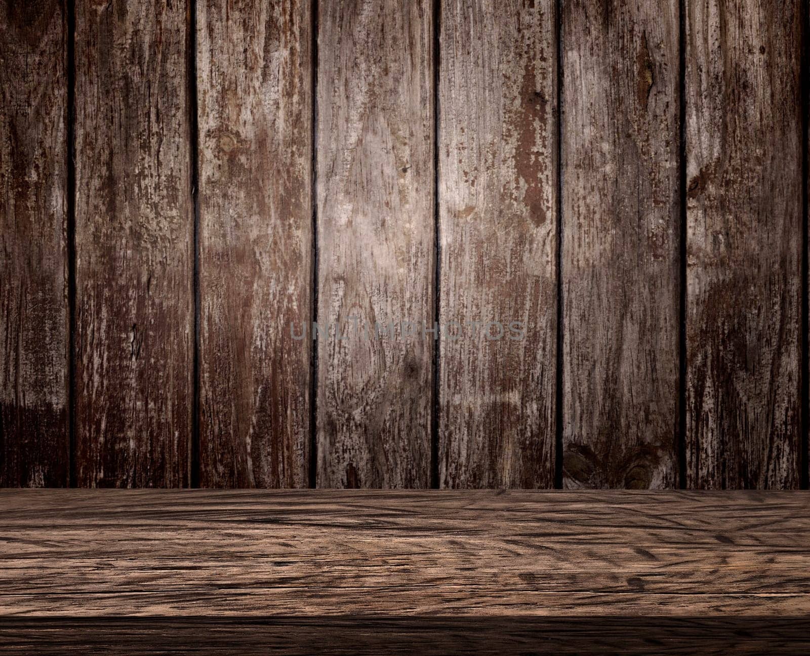 Empty wooden table for displaying product illustrations