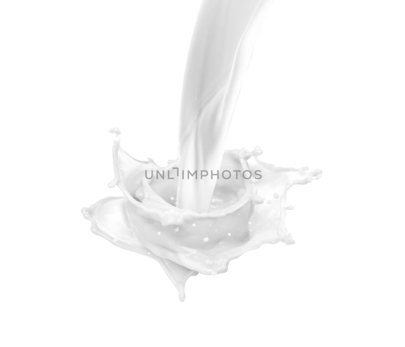 isolated milk drops and splashes on white background