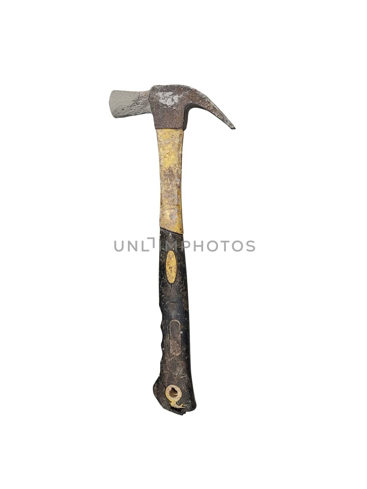 old hammer on a white background