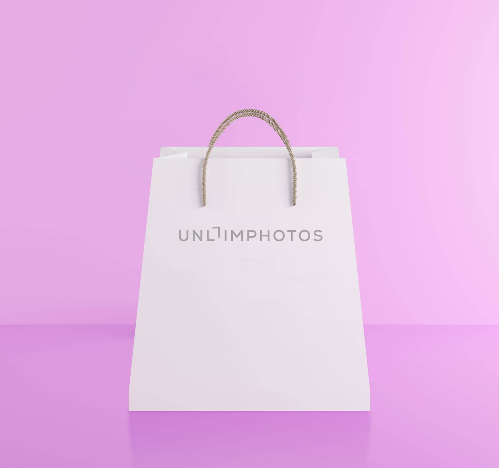 Paper shopping bag on pink background. Shopping sale delivery concept
